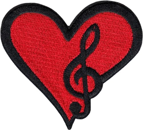 Aufnäher zum Aufbügeln, Motiv Herz mit Violinschlüssel Aufnäher zum Aufbügeln, Motiv Herz mit Violinschlüssel von Square Deal Recordings & Supplies