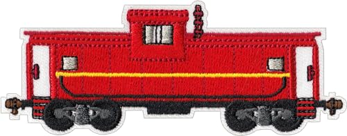 Bestickter Aufnäher zum Aufbügeln, Motiv: roter Mittelzug von Square Deal Recordings & Supplies