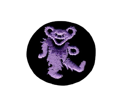 Dancing Bear – Hellvioletter Bär mit Halskette, bestickt, zum Aufnähen oder Aufbügeln von Square Deal Recordings & Supplies