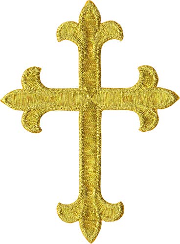 Gold Kunstvoller Kreuz – gesticktes Eisen auf oder Nähen auf Patch von Square Deal Recordings & Supplies