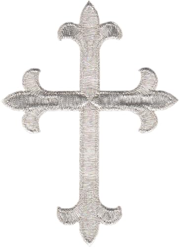 Silbernes kunstvolles Kreuz – bestickter Aufnäher zum Aufbügeln Silbernes kunstvolles Kreuz – bestickter Aufnäher zum Aufbügeln von Square Deal Recordings & Supplies