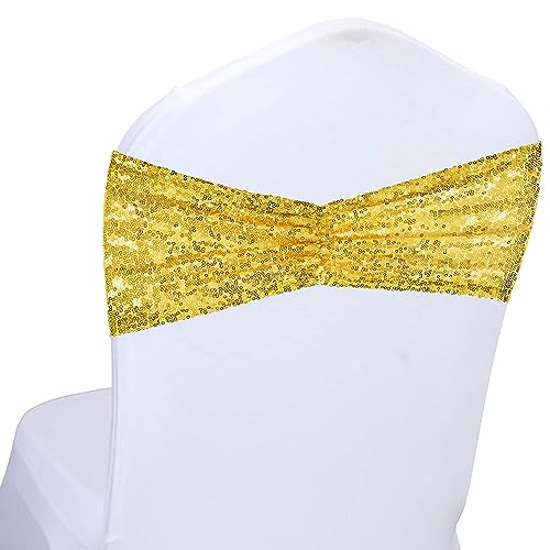 SquarePie 100 Stück Stuhlschärpen, glitzernde goldene Pailletten-Schärpen, Bänder für Hochzeit, Party, Bankett, Stuhlbezug, Dekoration SquarePie 100 Stück Stuhlschärpen, glitzernde goldene Pailletten-Schärpen, Bänder für Hochzeit, Party, Bankett, Stuhlbezug, Dekoration von SquarePie
