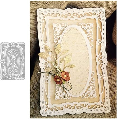 Rechteckige Spitze Stanzformen mit Metallrahmen für Scrapbooking Stanzformen Prägen Fotos Handwerk Dekorative Papierkarten Stanzformen für Haus und Küche von SquarezhenBo