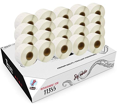Squuido 20 rollen 11355 Etiketten kompatibel mit Dymo LabelWriter 4XL 450 400 330 320 310 Duo/Turbo/Twin Turbo Seiko SLP 450 430 420 410 400 200 100 | 19mm x 51mm | 500 Etiketten pro Rolle von Squuido