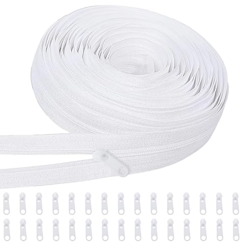 Sqxaldm Endlosreißverschluss mit Zipper, 20m Lang Reißverschluss Endlosmit 30 Reißverschlusszügen,Nylon Weiß Reissverschluss,Reisverschluss Endloses weiß für Kleidung Tasche Bettwäsche DIY-Näharbeiten Sqxaldm Endlosreißverschluss mit Zipper, 20m Lang Reißverschluss Endlosmit 30 Reißverschlusszügen,Nylon Weiß Reissverschluss,Reisverschluss Endloses weiß für Kleidung Tasche Bettwäsche DIY-Näharbeiten von Sqxaldm