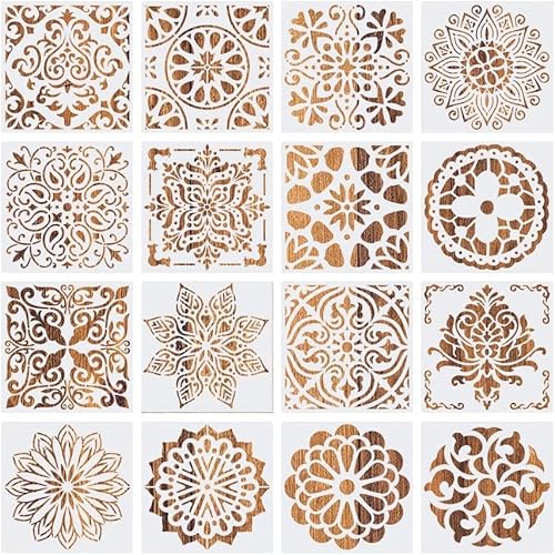 16 Stück Malschablone, Mandala Schablone Set, Zeichnung Malschablonen Set, Wiederverwendbare Schablonen, Graffiti Schablone, für DIY Wände, Kunst Scrapbook 16 Stück Malschablone, Mandala Schablone Set, Zeichnung Malschablonen Set, Wiederverwendbare Schablonen, Graffiti Schablone, für DIY Wände, Kunst Scrapbook von Srcasy