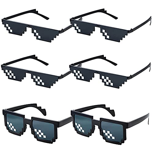 Srcasy 6 Stück lustige Pixel Sonnenbrillen, Unisex Spielzeug Sonnenbrille, Sonnenbrillen Brillen Foto Prop Spielzeu, Mosaik Brille, Kunststoff Pixel Sonnenbrillen, für Frauen und Männer von Srcasy