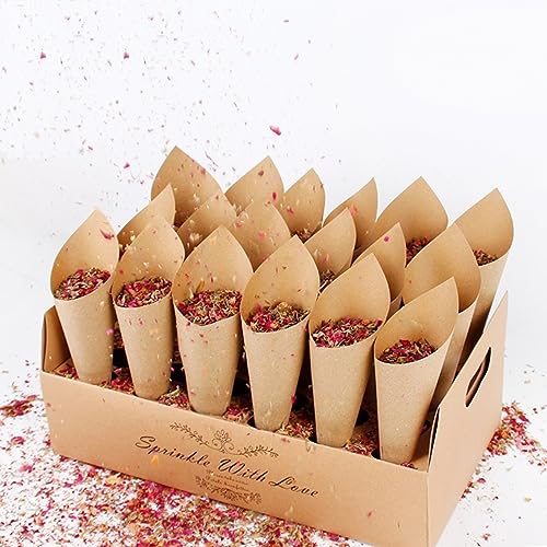 SrchJoy Konfetti-Kegelhalter für Hochzeiten, rustikale Party-Dekoration, Boho, Scheune, Hochzeit, Papierkegel (Kraftpapier – 30 Löcher) von SrchJoy
