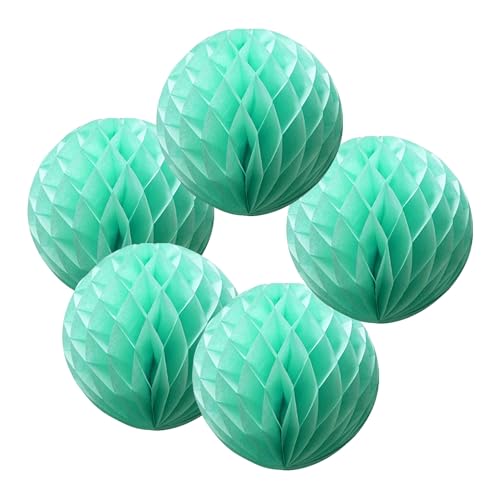 SrchJoy Waben-Papierbälle, Party-Dekorationen, 5 Stück, Seiden-Pompons, Blumen-Girlande, Geburtstag, Babyparty, Hochzeit, Party-Dekoration (Minzgrün, 30 cm) von SrchJoy