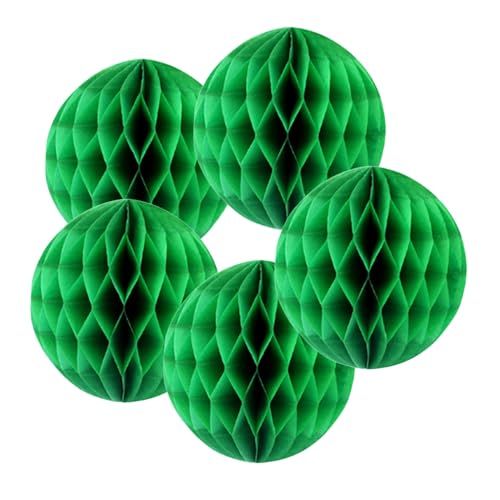 SrchJoy Waben-Papierbälle, Party-Dekorationen, 5 Stück, Seiden-Pompons, Blumenkugel, Girlande, Geburtstag, Babyparty, Hochzeit, Party, Dekoration (grün, 5 Stück, 25 cm) von SrchJoy
