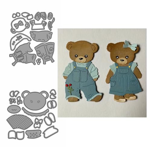 Sredwtk 2 Set Bär Stanzschablonen Metall Prägeschablonen Stanzformen Schneiden für DIY Karte Sammelalbum Scrapbooking Fotoalbum Deko von Sredwtk