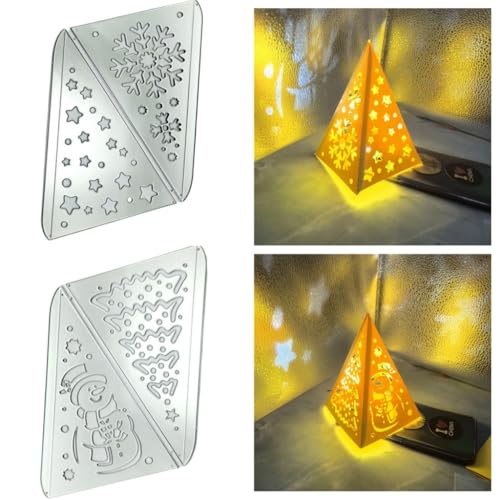 Sredwtk 2set Weihnachten Laterne Stanzschablonen Weihnachten Schachtel Stanzschablonen Box Metall Prägeschablonen Stanzmaschine Stanzformen Schablonen für DIY 3D Keksbox Süßigkeitenbox von Sredwtk