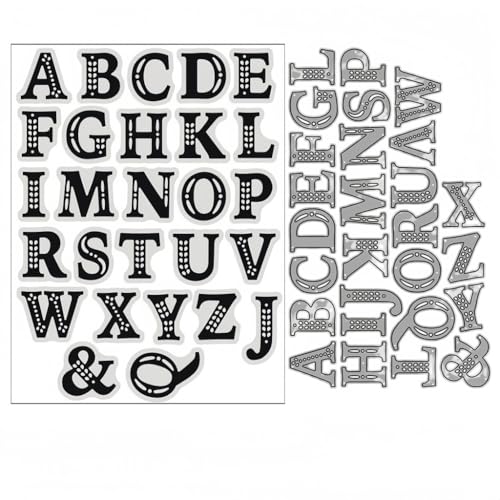 Sredwtk 3cm Buchstaben Stanzschablonen und Stempelset,Stempel und Stanzen Set,Silikonstempel und Stanzen Set,Stamp und Stanzschablone Für DIY Scrapbooking Fotoalbum Dekor Karten von Sredwtk