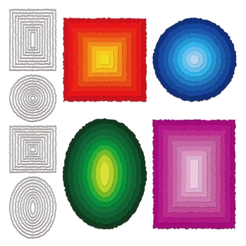 Sredwtk 4set Hintergrundrahmen Stanzschablonen Geburtstag Weihnachten Metall Prägeschablonen Stanzformen Schneiden für DIY Karte Sammelalbum Scrapbooking Fotoalbum Deko von Sredwtk