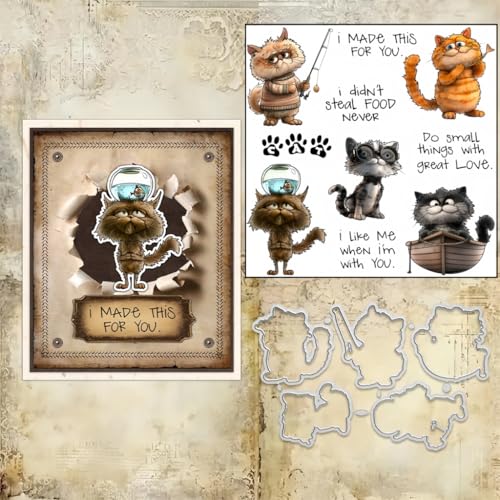 Sredwtk Angeln Katzen Stempel und Stanzen Set,Silikonstempel und Stanzen Set,Stanzschablonen und Stempelset,Clear Stamp und Stanzschablone Für DIY Scrapbooking Fotoalbum Dekor Karten Sredwtk Angeln Katzen Stempel und Stanzen Set,Silikonstempel und Stanzen Set,Stanzschablonen und Stempelset,Clear Stamp und Stanzschablone Für DIY Scrapbooking Fotoalbum Dekor Karten von Sredwtk