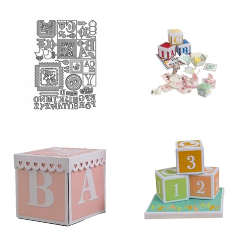 Sredwtk Babyblöcke Stanzschablonen Schachtel Stanzschablonen Boxen Metall Prägeschablonen Stanzmaschine Stanzformen Schablonen für DIY 3D Hochzeitgeschenkbox Keksbox Süßigkeitenbox von Sredwtk
