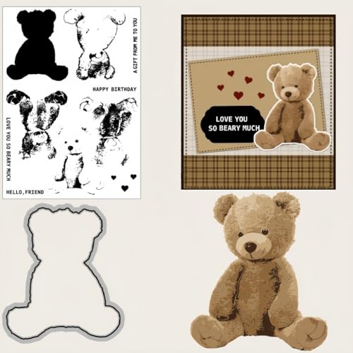 Sredwtk Bär Geburtstag Stempel und Stanzen Set,Silikonstempel und Stanzen Set,Stanzschablonen und Stempelset,Clear Stamp und Stanzschablone Für DIY Scrapbooking Fotoalbum Dekor Karten Sredwtk Bär Geburtstag Stempel und Stanzen Set,Silikonstempel und Stanzen Set,Stanzschablonen und Stempelset,Clear Stamp und Stanzschablone Für DIY Scrapbooking Fotoalbum Dekor Karten von Sredwtk