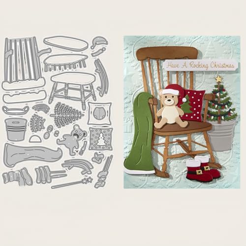 Sredwtk Bär Stühle Stanzschablonen Weihnachten Metall Prägeschablonen Stanzformen Schneiden für DIY Karte Sammelalbum Scrapbooking Fotoalbum Deko von Sredwtk