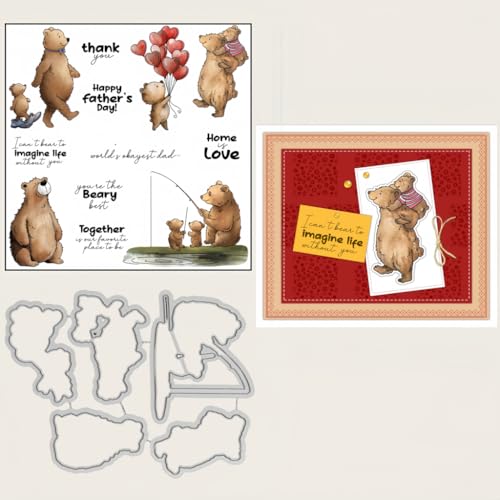 Sredwtk Bär Vater und Sohn Vatertag Stempel und Stanzen Set,Silikonstempel und Stanzen Set,Stanzschablonen und Stempelset,Clear Stamp und Stanzschablone Für DIY Scrapbooking Fotoalbum Dekor Karten Sredwtk Bär Vater und Sohn Vatertag Stempel und Stanzen Set,Silikonstempel und Stanzen Set,Stanzschablonen und Stempelset,Clear Stamp und Stanzschablone Für DIY Scrapbooking Fotoalbum Dekor Karten von Sredwtk