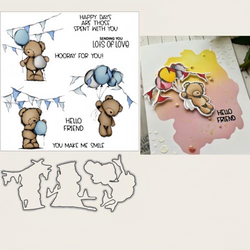 Sredwtk Ballon Bär Stanzschablonen und Stempelset,Stempel und Stanzen Set,Silikonstempel und Stanzen Set,Clear Stamp und Stanzschablone Für DIY Scrapbooking Fotoalbum Dekor Karten Sredwtk Ballon Bär Stanzschablonen und Stempelset,Stempel und Stanzen Set,Silikonstempel und Stanzen Set,Clear Stamp und Stanzschablone Für DIY Scrapbooking Fotoalbum Dekor Karten von Sredwtk