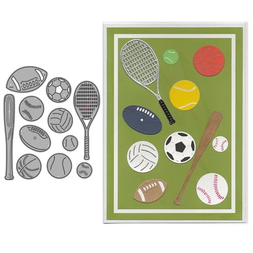 Sredwtk Ballsport Stanzschablonen Fußball Metall Prägeschablonen Stanzformen Schneiden für DIY Karte Sammelalbum Scrapbooking Fotoalbum Deko Cutting Dies von Sredwtk