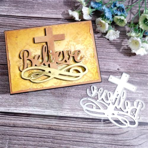 Sredwtk Believe Kerzen Stanzschablonen Kreuz Metall Prägeschablonen Stanzformen Schneiden für DIY Karte Sammelalbum Scrapbooking Fotoalbum Deko von Sredwtk