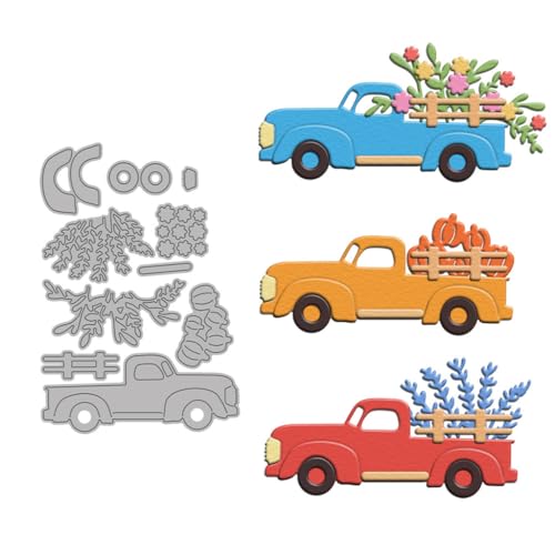 Sredwtk Blumen Auto Stanzschablonen Geburtstag Weihnachten Metall Prägeschablonen Stanzformen Schneiden für DIY Karte Sammelalbum Scrapbooking Fotoalbum Deko von Sredwtk