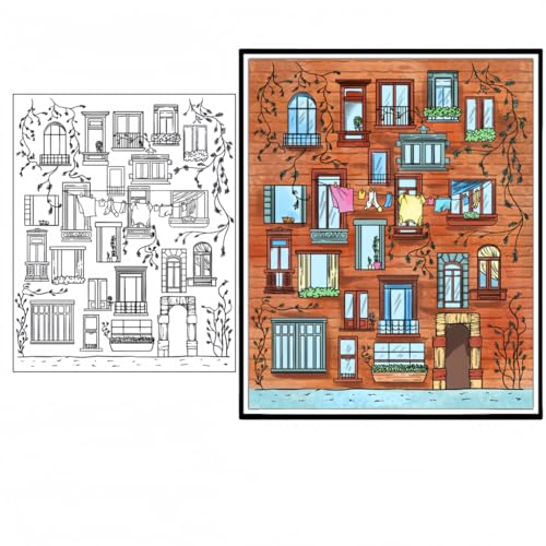 Sredwtk Blumen Fenster Clear Stamps Für DIY Scrapbooking Home Silikonstempel Transparente Stempel Siegel Für Kartenherstellung Tagebuch Fotoalbum Geburtstag Hochzeit Weihnachten von Sredwtk