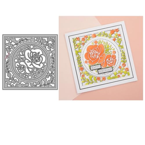 Sredwtk Blumen Rahmen Stanzschablonen Geburtstag Weihnachten Metall Prägeschablonen Stanzformen Schneiden für DIY Karte Sammelalbum Scrapbooking Fotoalbum Deko von Sredwtk