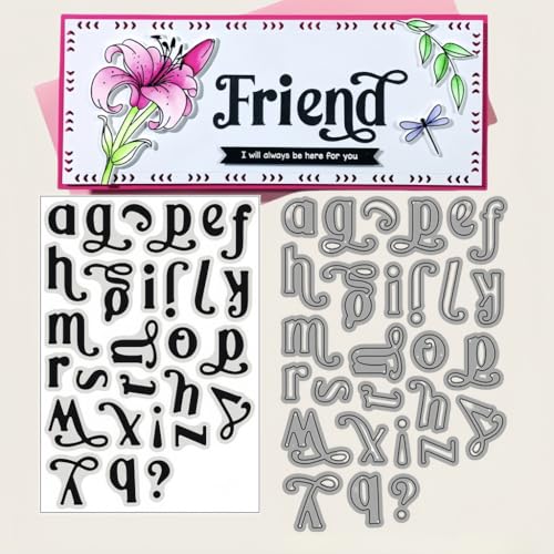 Sredwtk Buchstaben Stanzschablonen und Stempelset,Stempel und Stanzen Set,Silikonstempel und Stanzen Set,Stamp und Stanzschablone Für DIY Scrapbooking Fotoalbum Dekor Karten (Klein) von Sredwtk