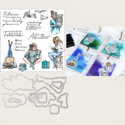 Sredwtk Bücher Lesen Junge Mädchen Stanzschablonen und Stempelset,Stempel und Stanzen Set,Silikonstempel und Stanzen Set,Clear Stamp und Stanzschablone Für DIY Scrapbooking Fotoalbum Dekor Karten Sredwtk Bücher Lesen Junge Mädchen Stanzschablonen und Stempelset,Stempel und Stanzen Set,Silikonstempel und Stanzen Set,Clear Stamp und Stanzschablone Für DIY Scrapbooking Fotoalbum Dekor Karten von Sredwtk