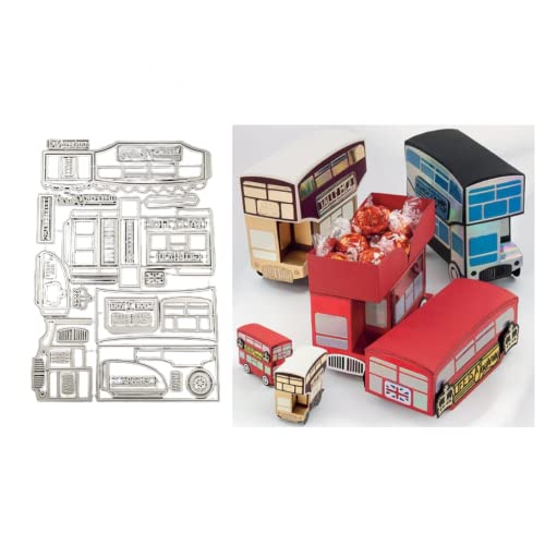 Sredwtk Bus Stanzschablonen Schachteln Box Cutting Dies Prägeschablonen Stanzformen Schablonen Für Scrapbooking, Fotopapier 3D Karten Handwerk Prägen DIY Herstellung Geschenk von Sredwtk
