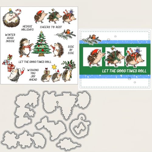 Sredwtk Eigel Weihnachten Stanzschablonen und Stempelset,Stempel und Stanzen Set,Silikonstempel und Stanzen Set,Clear Stamp und Stanzschablone Für DIY Scrapbooking Fotoalbum Dekor Karten von Sredwtk