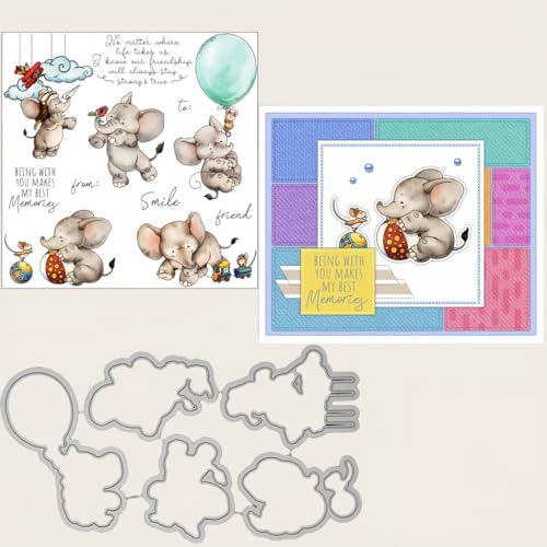 Sredwtk Ein Glücklicher Elefant Stempel und Stanzen Set,Silikonstempel und Stanzen Set,Stanzschablonen und Stempelset,Clear Stamp und Stanzschablone Für DIY Scrapbooking Fotoalbum Dekor Karten Sredwtk Ein Glücklicher Elefant Stempel und Stanzen Set,Silikonstempel und Stanzen Set,Stanzschablonen und Stempelset,Clear Stamp und Stanzschablone Für DIY Scrapbooking Fotoalbum Dekor Karten von Sredwtk