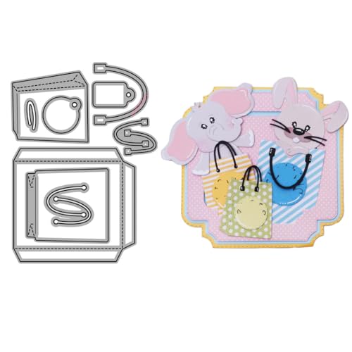 Sredwtk Einkaufstasche Stanzschablonen Etiketten Metall Prägeschablonen Stanzformen Schneiden für DIY Karte Sammelalbum Scrapbooking Fotoalbum Deko von Sredwtk