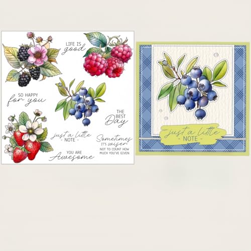 Sredwtk Erdbeeren Blaubeeren Clear Stamps Für DIY Scrapbooking Früchte Silikonstempel Transparente Stempel Siegel Für Fotoalbum, Dekorative Karten, Heimdekoration von Sredwtk