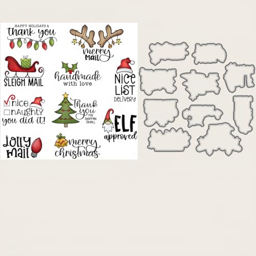 Sredwtk Etiketten Weihnachten Schrift Stanzschablonen und Stempelset,Stempel und Stanzen Set,Silikonstempel und Stanzen Set,Clear Stamp und Stanzschablone Für DIY Scrapbooking Fotoalbum Dekor Karten Sredwtk Etiketten Weihnachten Schrift Stanzschablonen und Stempelset,Stempel und Stanzen Set,Silikonstempel und Stanzen Set,Clear Stamp und Stanzschablone Für DIY Scrapbooking Fotoalbum Dekor Karten von Sredwtk