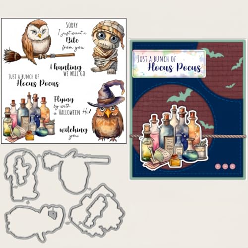 Sredwtk Eule Halloween Stempel und Stanzen Set,Silikonstempel und Stanzen Set,Stanzschablonen und Stempelset,Clear Stamp und Stanzschablone Für DIY Scrapbooking Fotoalbum Dekor Karten Sredwtk Eule Halloween Stempel und Stanzen Set,Silikonstempel und Stanzen Set,Stanzschablonen und Stempelset,Clear Stamp und Stanzschablone Für DIY Scrapbooking Fotoalbum Dekor Karten von Sredwtk