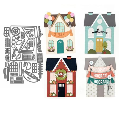 Sredwtk Ferienhaus Stanzschablonen Geburtstag Weihnachten Metall Prägeschablonen Stanzformen Schneiden für DIY Karte Sammelalbum Scrapbooking Fotoalbum Deko von Sredwtk