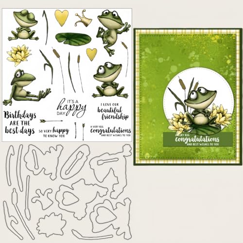 Sredwtk Frösch Geburtstag Stanzschablonen und Stempelset,Stempel und Stanzen Set,Silikonstempel und Stanzen Set,Clear Stamp und Stanzschablone Für DIY Scrapbooking Fotoalbum Dekor Karten Sredwtk Frösch Geburtstag Stanzschablonen und Stempelset,Stempel und Stanzen Set,Silikonstempel und Stanzen Set,Clear Stamp und Stanzschablone Für DIY Scrapbooking Fotoalbum Dekor Karten von Sredwtk