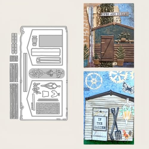 Sredwtk Gartenhaus Stanzschablonen Geburtstag Weihnachten Metall Prägeschablonen Stanzformen Schneiden für DIY Karte Sammelalbum Scrapbooking Fotoalbum Deko von Sredwtk