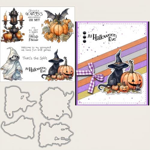 Sredwtk Geister Katze Halloween Stanzschablonen und Stempelset,Stempel und Stanzen Set,Silikonstempel und Stanzen Set,Clear Stamp und Stanzschablone Für DIY Scrapbooking Fotoalbum Dekor Karten Sredwtk Geister Katze Halloween Stanzschablonen und Stempelset,Stempel und Stanzen Set,Silikonstempel und Stanzen Set,Clear Stamp und Stanzschablone Für DIY Scrapbooking Fotoalbum Dekor Karten von Sredwtk