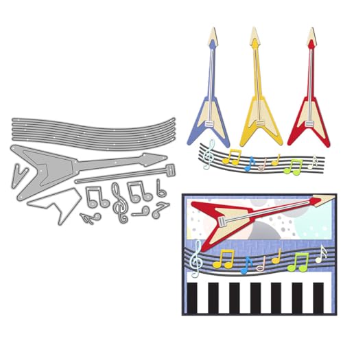 Sredwtk Gitarre Musikinstrumente Stanzschablonen Geburtstag Weihnachten Metall Prägeschablonen Stanzformen Schneiden für DIY Karte Sammelalbum Scrapbooking Fotoalbum Deko von Sredwtk