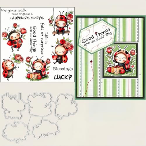 Sredwtk Glückliche Ladybug Rose Stanzschablonen und Stempelset,Stempel und Stanzen Set,Silikonstempel und Stanzen Set,Clear Stamp und Stanzschablone Für DIY Scrapbooking Fotoalbum Dekor Karten Sredwtk Glückliche Ladybug Rose Stanzschablonen und Stempelset,Stempel und Stanzen Set,Silikonstempel und Stanzen Set,Clear Stamp und Stanzschablone Für DIY Scrapbooking Fotoalbum Dekor Karten von Sredwtk