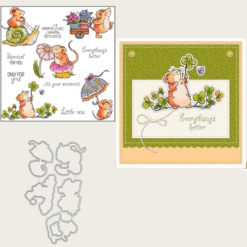 Sredwtk Glückliche Mäuse Stempel und Stanzen Set,Silikonstempel und Stanzen Set,Stanzschablonen und Stempelset,Clear Stamp und Stanzschablone Für DIY Scrapbooking Fotoalbum Dekor Karten Sredwtk Glückliche Mäuse Stempel und Stanzen Set,Silikonstempel und Stanzen Set,Stanzschablonen und Stempelset,Clear Stamp und Stanzschablone Für DIY Scrapbooking Fotoalbum Dekor Karten von Sredwtk