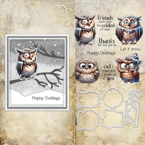 Sredwtk Gnome Tiere Weihnachten Stempel und Stanzen Set,Silikonstempel und Stanzen Set,Stanzschablonen und Stempelset,Clear Stamp und Stanzschablone Für DIY Scrapbooking Fotoalbum Dekor Karten (F) von Sredwtk