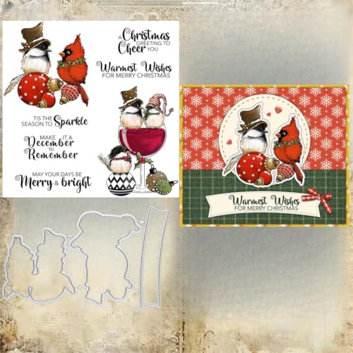 Sredwtk Gnome Tiere Weihnachten Stempel und Stanzen Set,Silikonstempel und Stanzen Set,Stanzschablonen und Stempelset,Clear Stamp und Stanzschablone Für DIY Scrapbooking Fotoalbum Dekor Karten (I) von Sredwtk