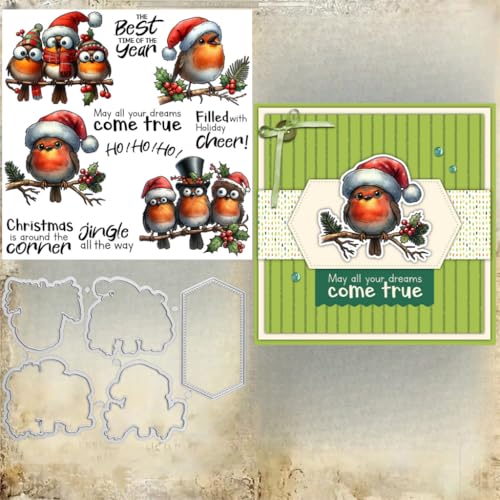 Sredwtk Gnome Tiere Weihnachten Stempel und Stanzen Set,Silikonstempel und Stanzen Set,Stanzschablonen und Stempelset,Clear Stamp und Stanzschablone Für DIY Scrapbooking Fotoalbum Dekor Karten (J) von Sredwtk