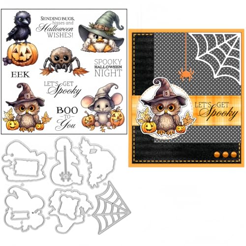 Sredwtk Halloween Tiere Stempel und Stanzen Set,Silikonstempel und Stanzen Set,Stanzschablonen und Stempelset,Clear Stamp und Stanzschablone Für DIY Scrapbooking Fotoalbum Dekor Karten Sredwtk Halloween Tiere Stempel und Stanzen Set,Silikonstempel und Stanzen Set,Stanzschablonen und Stempelset,Clear Stamp und Stanzschablone Für DIY Scrapbooking Fotoalbum Dekor Karten von Sredwtk