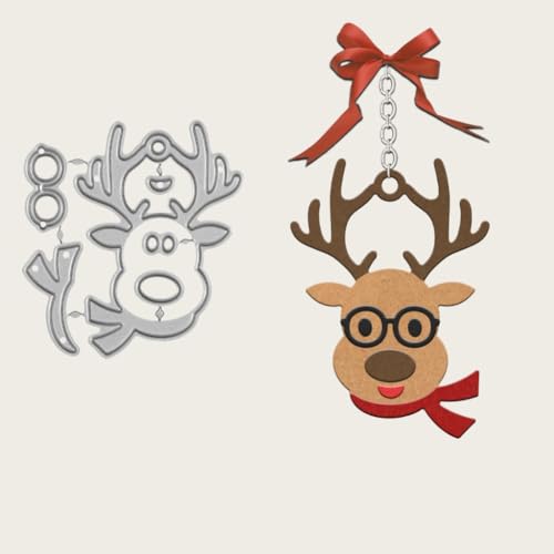 Sredwtk Hirsch Anhänger Stanzschablonen Weihnachten Metall Prägeschablonen Stanzformen Schneiden für DIY Karte Sammelalbum Scrapbooking Fotoalbum Deko (A) von Sredwtk